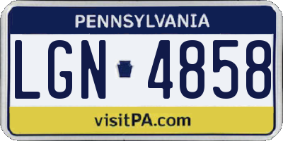 PA license plate LGN4858