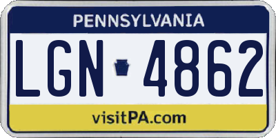 PA license plate LGN4862