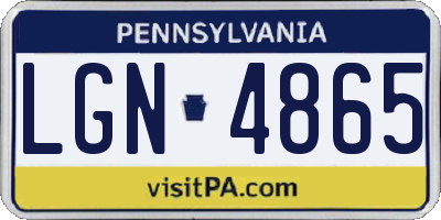 PA license plate LGN4865