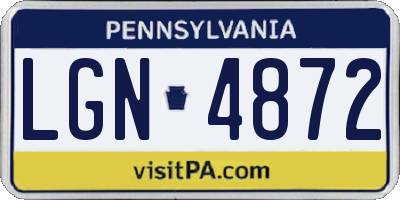 PA license plate LGN4872