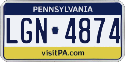 PA license plate LGN4874