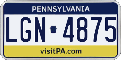 PA license plate LGN4875