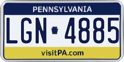 PA license plate LGN4885
