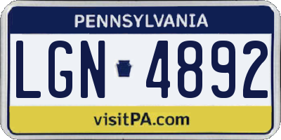 PA license plate LGN4892