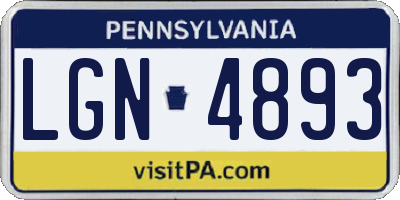 PA license plate LGN4893