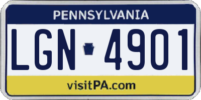 PA license plate LGN4901