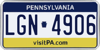 PA license plate LGN4906