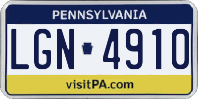PA license plate LGN4910
