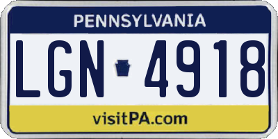 PA license plate LGN4918
