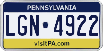 PA license plate LGN4922