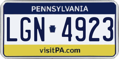 PA license plate LGN4923