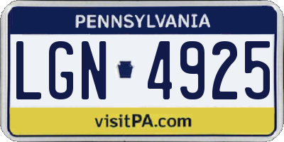 PA license plate LGN4925