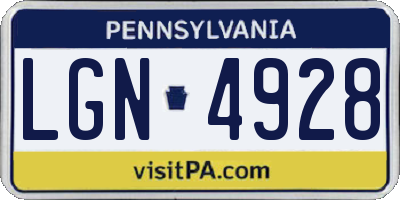 PA license plate LGN4928