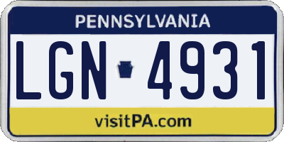 PA license plate LGN4931