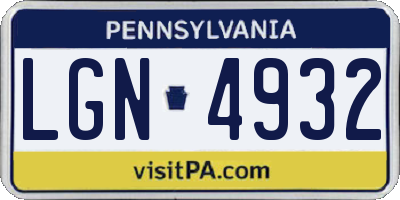 PA license plate LGN4932
