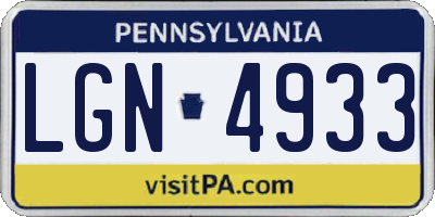 PA license plate LGN4933