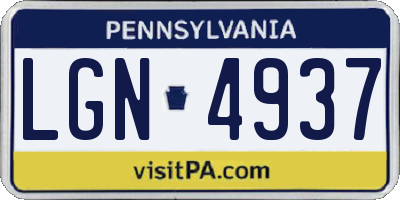 PA license plate LGN4937