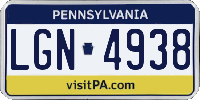 PA license plate LGN4938
