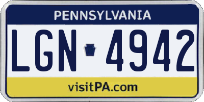 PA license plate LGN4942