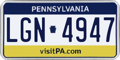 PA license plate LGN4947