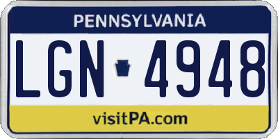 PA license plate LGN4948