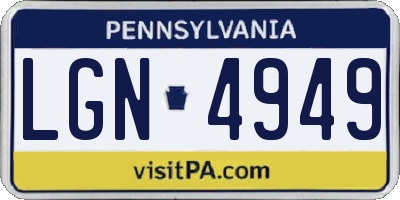 PA license plate LGN4949
