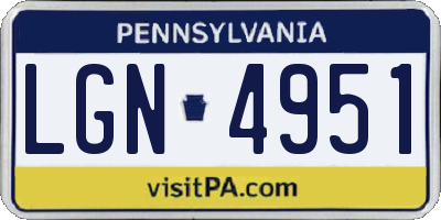 PA license plate LGN4951