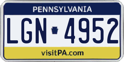 PA license plate LGN4952