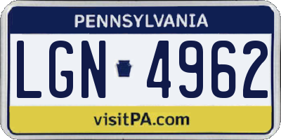 PA license plate LGN4962
