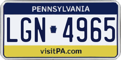 PA license plate LGN4965