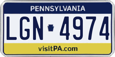 PA license plate LGN4974
