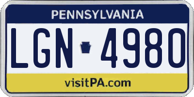 PA license plate LGN4980