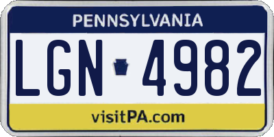 PA license plate LGN4982