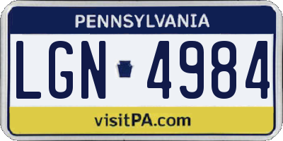 PA license plate LGN4984