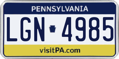 PA license plate LGN4985