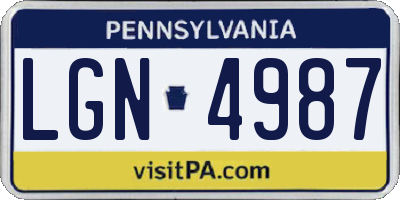 PA license plate LGN4987
