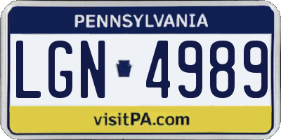 PA license plate LGN4989