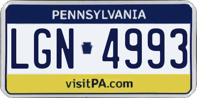 PA license plate LGN4993