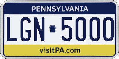 PA license plate LGN5000