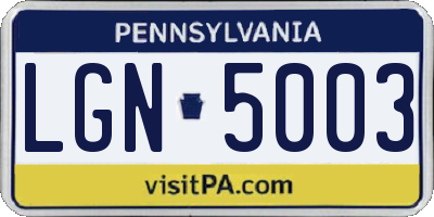 PA license plate LGN5003