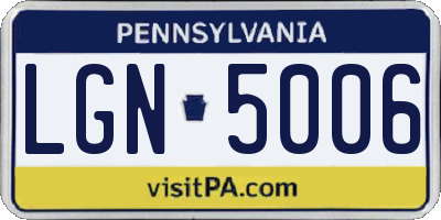 PA license plate LGN5006