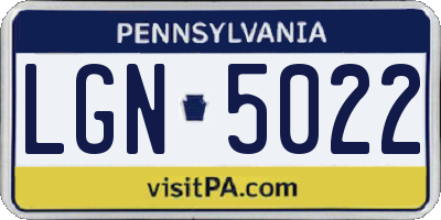 PA license plate LGN5022