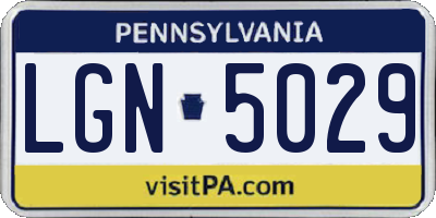 PA license plate LGN5029