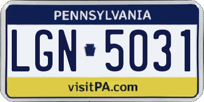 PA license plate LGN5031