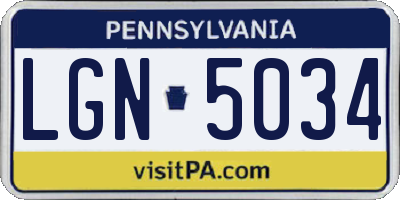 PA license plate LGN5034