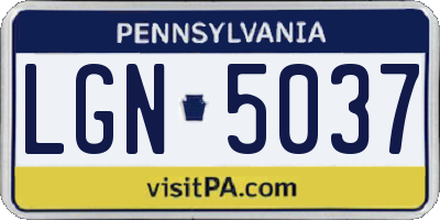 PA license plate LGN5037