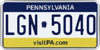 PA license plate LGN5040