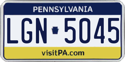 PA license plate LGN5045