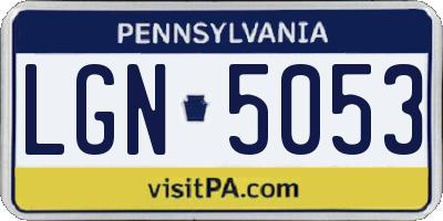 PA license plate LGN5053
