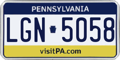 PA license plate LGN5058